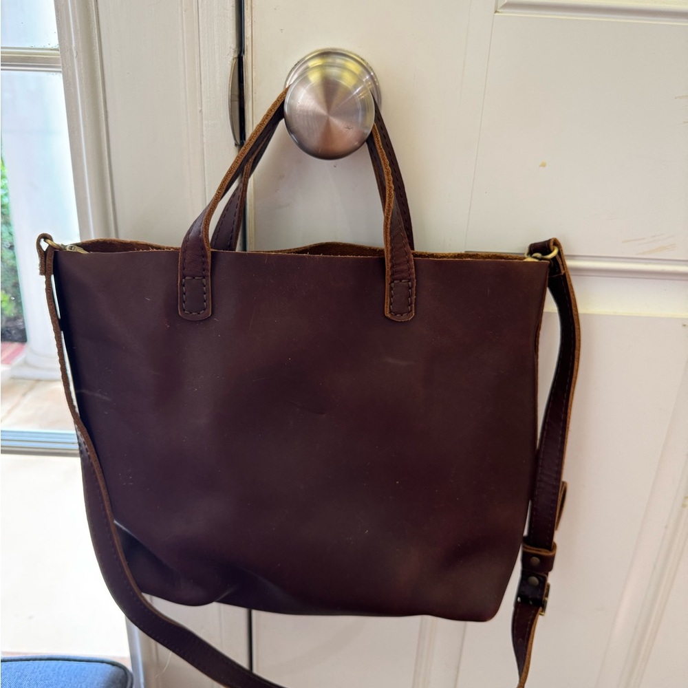 Medium Crossbody Tote Grizzly Leather Tote Bag